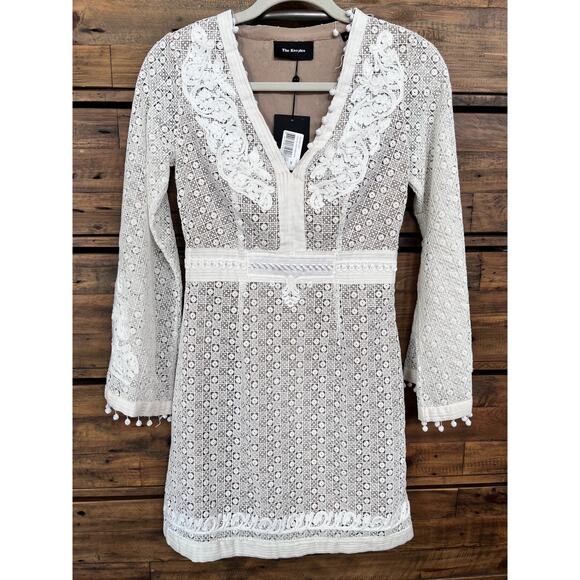 THE KOOPLES Women's Embroidery Lace L/S White Mini Dress Bridal Shower Sz XS NWT
